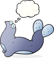 hand drawn thought bubble cartoon seal png