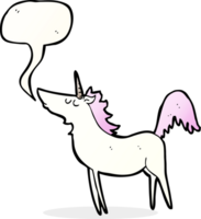 cartone animato unicorno con discorso bolla png