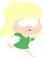 mulher cansada dos desenhos animados de estilo de cor plana png