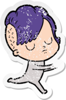 distressed sticker of a cartoon woman png