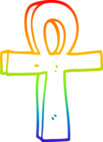 rainbow gradient line drawing of a cartoon ankh symbol png