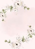Background pattern with delicate Anemone flowers and watercolor splashes. Delicate watercolor design template for greeting, holiday cards or invitations. vector
