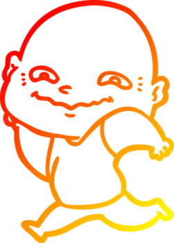 warm gradient line drawing of a cartoon creepy guy png