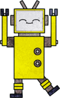 rétro grunge texture dessin animé de une robot png