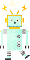 retro illustration style cartoon of a robot png