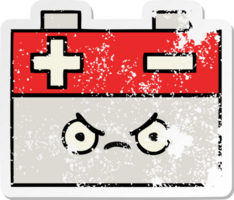 distressed sticker of a cute cartoon car battery png