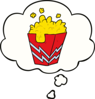 cartoon box of popcorn with thought bubble png