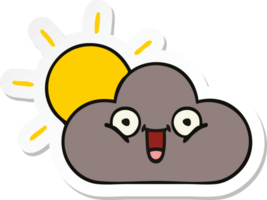 sticker of a cute cartoon storm cloud and sun png