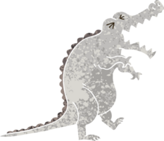 retro illustration style quirky cartoon crocodile png