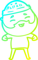 cold gradient line drawing of a cartoon happy bearded man png