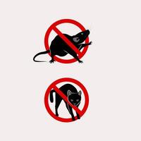 No mouse and cat sign vector