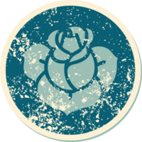 iconisch verontrust sticker tatoeëren stijl beeld van een bloem png