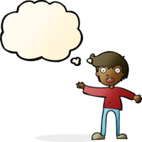 cartoon excited boy with thought bubble png