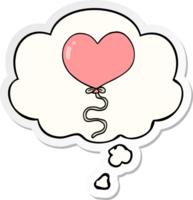 cartoon love heart balloon with thought bubble as a printed sticker png