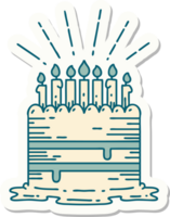 sticker of a tattoo style birthday cake png