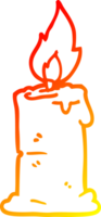 warm gradient line drawing of a cartoon burning candle png