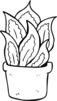 hand drawn black and white cartoon house plant png