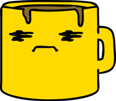 tecknad serie av en trött kaffe råna i behöver av en caffiene png