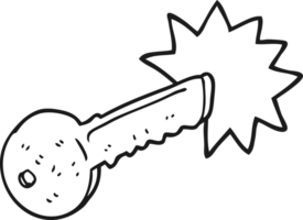 hand drawn black and white cartoon door key png