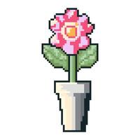 Flower icons made in the style of pixel art games of the 80s-90s. illustration. vector