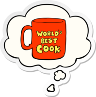 worlds best cook mug with thought bubble as a printed sticker png