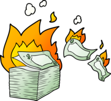 burning money cartoon png