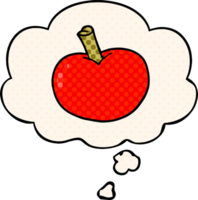 cartoon apple with thought bubble in comic book style png