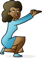 cartoon woman presentation gesture png