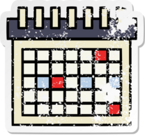 distressed sticker of a cute cartoon work calendar png