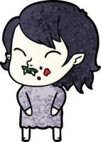 cartoon vampire girl with blood on cheek png