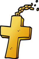 cartoon doodle crucifix on chain png