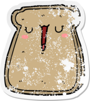 autocollant en détresse d'un toast de dessin animé png