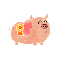 hand retro cartoon prize winning pig png