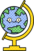 comic book style cartoon of a globe of the world png