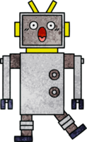 retro grunge texture cartoon of a robot png