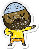 verontruste sticker van een tekenfilmman met baard png