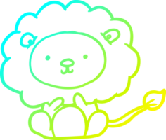 cold gradient line drawing of a cute lion png