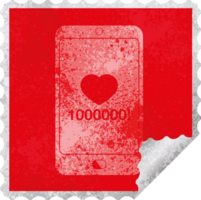 mobile phone showing 1000000 likes square peeling sticker png