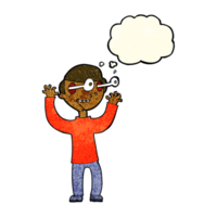 cartoon man with popping out eyes with thought bubble png
