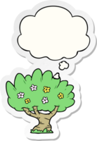 cartoon tree with thought bubble as a printed sticker png