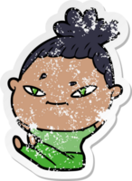 distressed sticker of a cartoon woman png