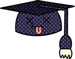 comic book style cartoon of a graduation hat png