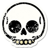 tatouage d'autocollant en détresse dans le style traditionnel d'un crâne png
