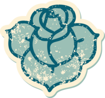 iconic distressed sticker tattoo style image of a flower png