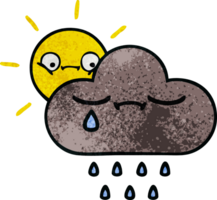 retro grunge textura dibujos animados de un tormenta nube y Dom png