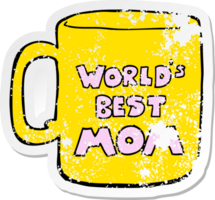 distressed sticker of a worlds best mom mug png