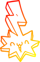 warm gradient line drawing of a cartoon lightning bolt png