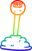 rainbow gradient line drawing of a cartoon gear shift png