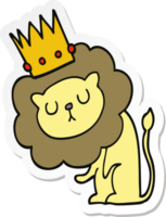 sticker of a cartoon lion with crown png