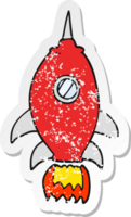 retro distressed sticker of a cartoon spaceship png